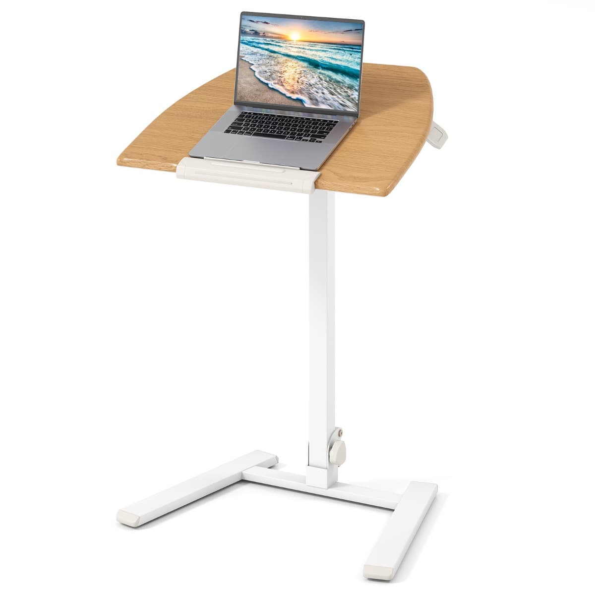 Bureau sur Roulettes Pliable Table Roulante pour Ordinateur Portable avec Plateau Inclinable à 90° R