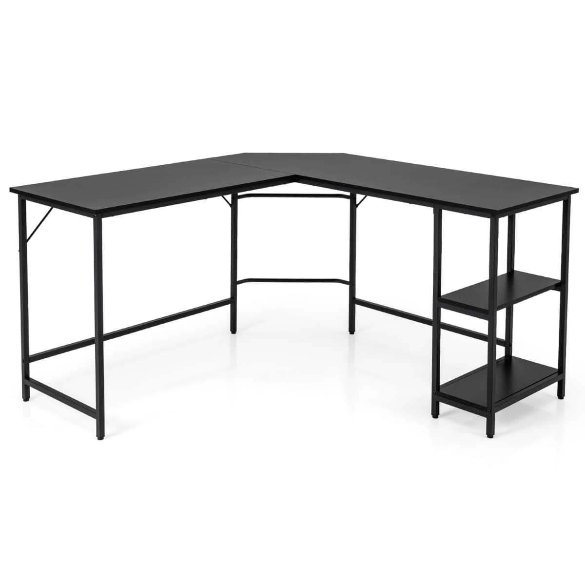 Bureau Informatique en Forme de L 138 CM Bureau d'Angle Bureau d'Étude avec Structure en Acier au Ca