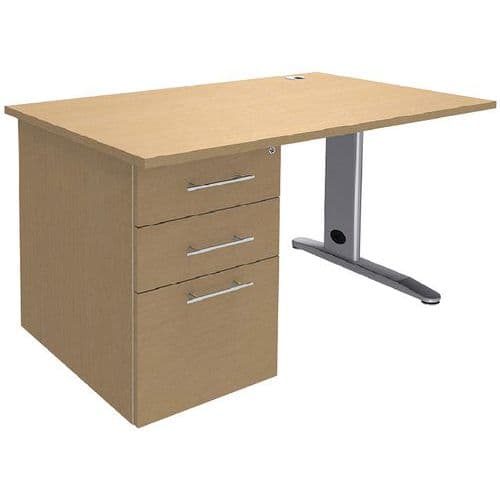 Bureau 120 Cm Avec Caisson Porteur Pied MÃ©tal T.1316