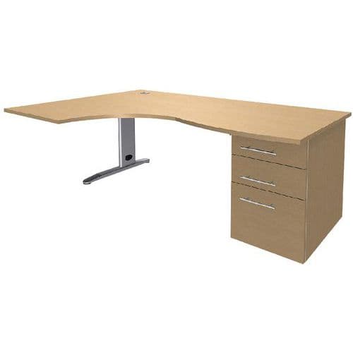 Bureau Asymétrique 180 Cm Retour G. Av Caiss. Porteur T.1316