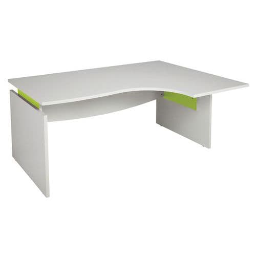 Bureau Asymétrique Linéo L.180cm Retour à Droite Blc Et Anis