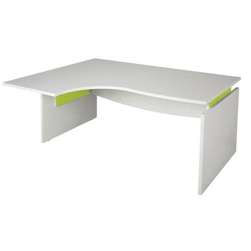 Bureau Asymétrique Linéo L.180cm Retour à Gauche Blc Et Anis