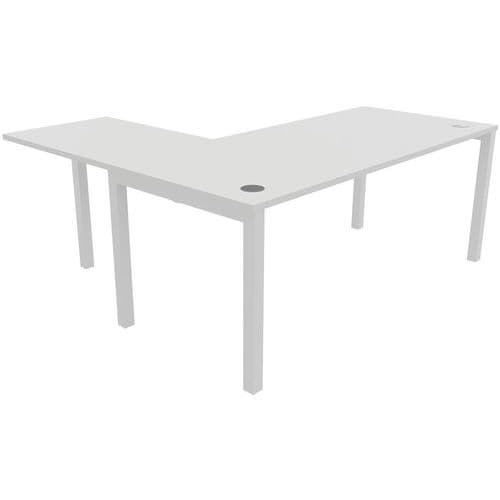 Bureau Pied Arche 180x80cm Extension 60x80cm Blanc Et Blc